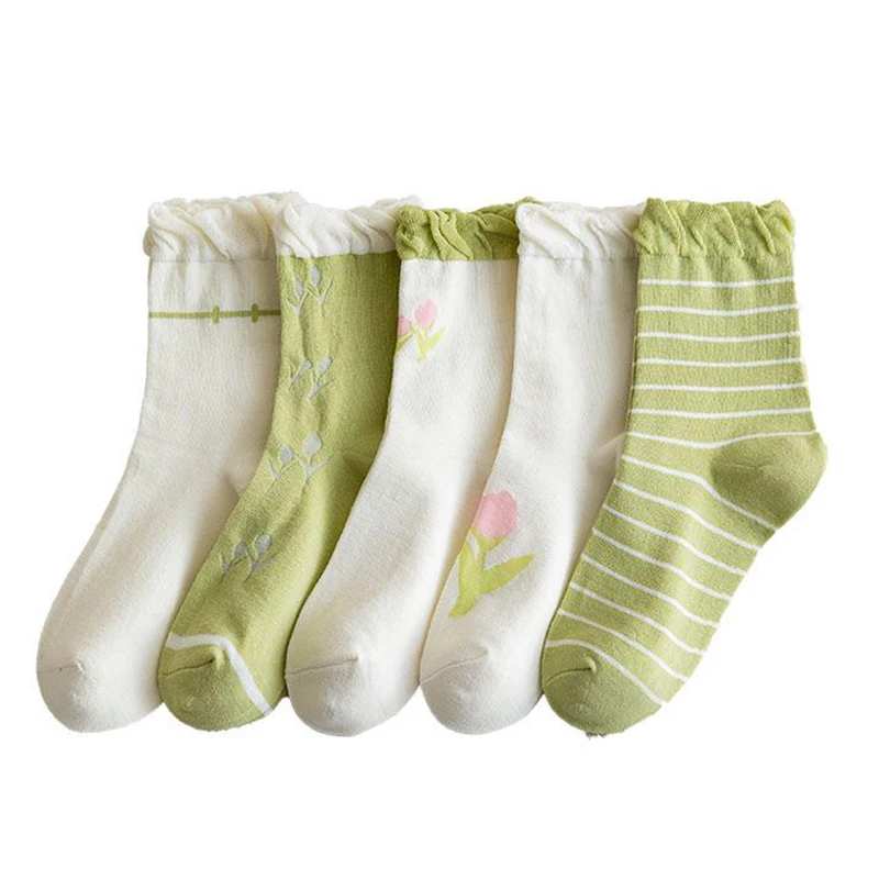 1 Pair Japanese Style Lolita Women Socks Cute Print Flower Stripe Ruffle Cotton Middle Tube Green White Socks Fashion Sweet Coll
1 Pair Japanese Style Lolita Women Socks Cute Print Flower Stripe Ruffle Cotton Middle Tube Green White Socks Fashion Sweet Coll