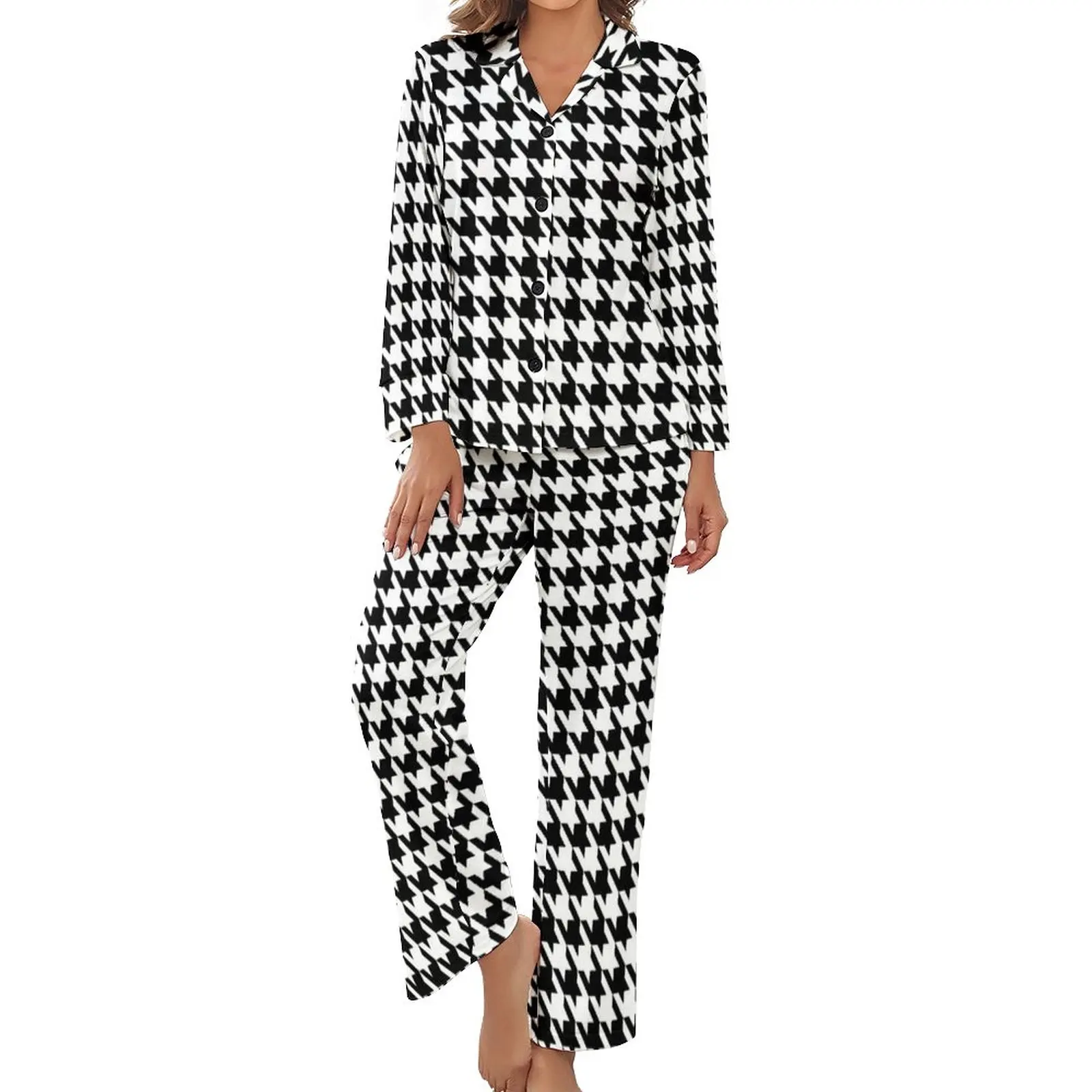 Black And White Plaid Pajamas Houndstooth Print Long Sleeve Kawaii Pajamas Set 2 Pieces Home Spring Pattern Nightwear Gift
Black And White Plaid Pajamas Houndstooth Print Long Sleeve Kawaii Pajamas Set 2 Pieces Home Spring Pattern Nightwear Gift