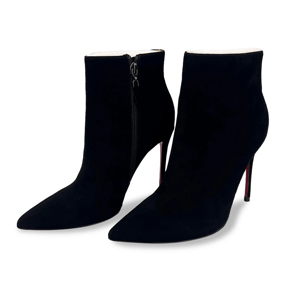Ankle Length Flock Boots Women Fashion Pointed Toe Thin Heels High Heel Shoes Winter Chain Design Ankle Boots Ladies Red Bottom
Ankle Length Flock Boots Women Fashion Pointed Toe Thin Heels High Heel Shoes Winter Chain Design Ankle Boots Ladies Red Bottom