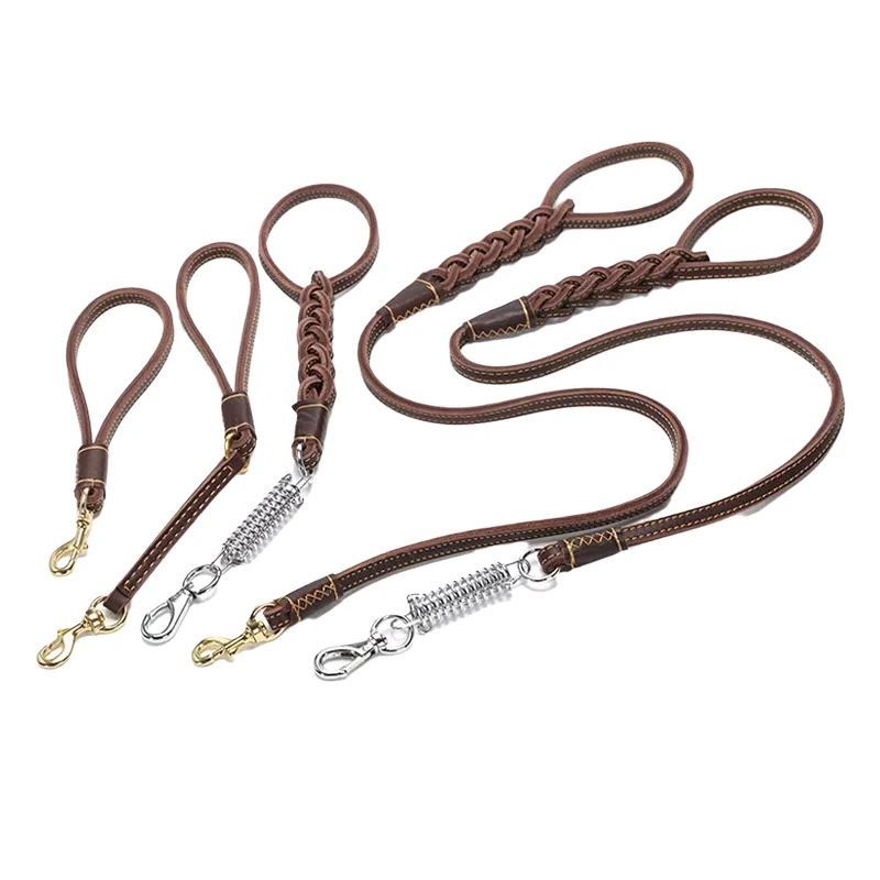 Short Dog Leash Leather Spring buffer Braided Dog leash Real Leather Leash for dog lead Genuine Leather long Leash for a dog
Short Dog Leash Leather Spring buffer Braided Dog leash Real Leather Leash for dog lead Genuine Leather long Leash for a dog