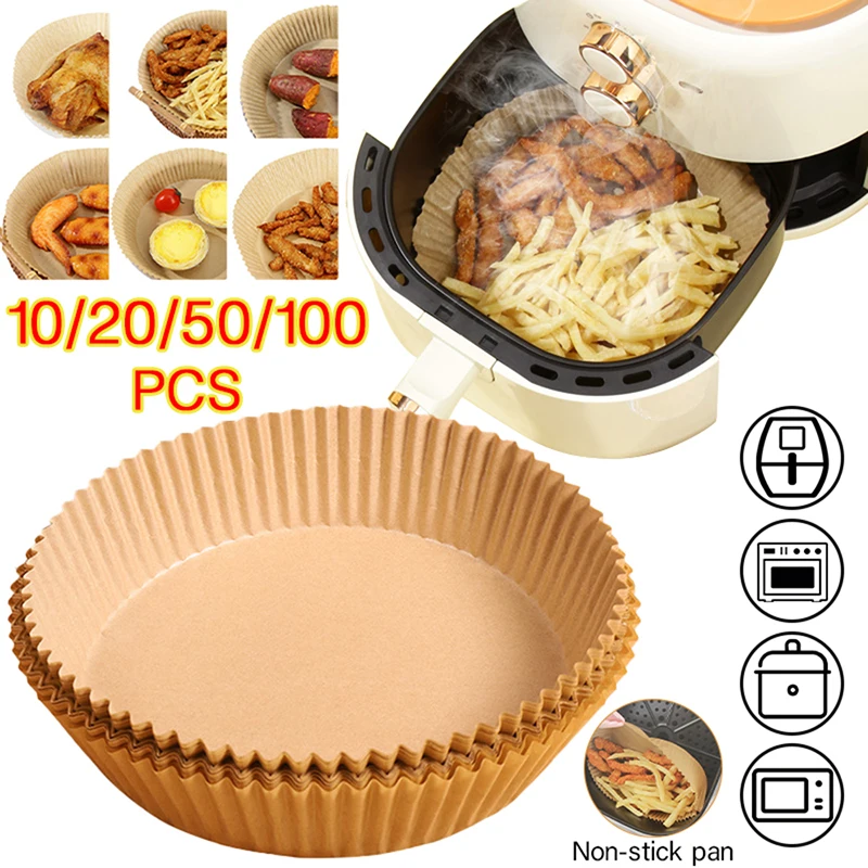 

Air Fryer Disposable Paper Liner Non-Stick Mat Steamer Round Paper Baking Mats Kitchen AirFryer Tool Baking Accessories