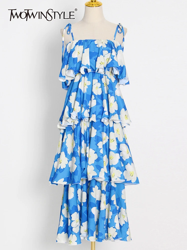 TWOTWINSTYLE Print Floral Sling Dress For Women Square Collar Sleeveless High Waist Colorblock Loose Long Dresses Female Clothes
TWOTWINSTYLE Print Floral Sling Dress For Women Square Collar Sleeveless High Waist Colorblock Loose Long Dresses Female Clothes