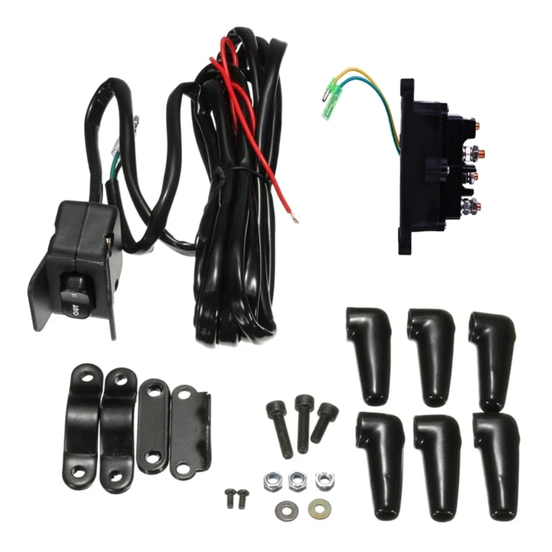 

50JA Winch Solenoid Relay Contactor Set 12V 6 Protecting Caps Winch Switch Replacement Number 63070 62135 Used for ATV UTV