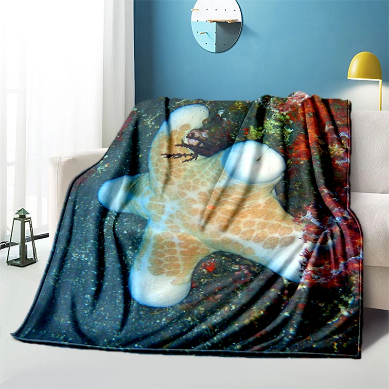 

Мягкое плюшевое одеяло «Морская рыба» для дивана или кровати, тонкие одеяла для пикника из мультфильма, современное фланелевое одеяло, покр...
