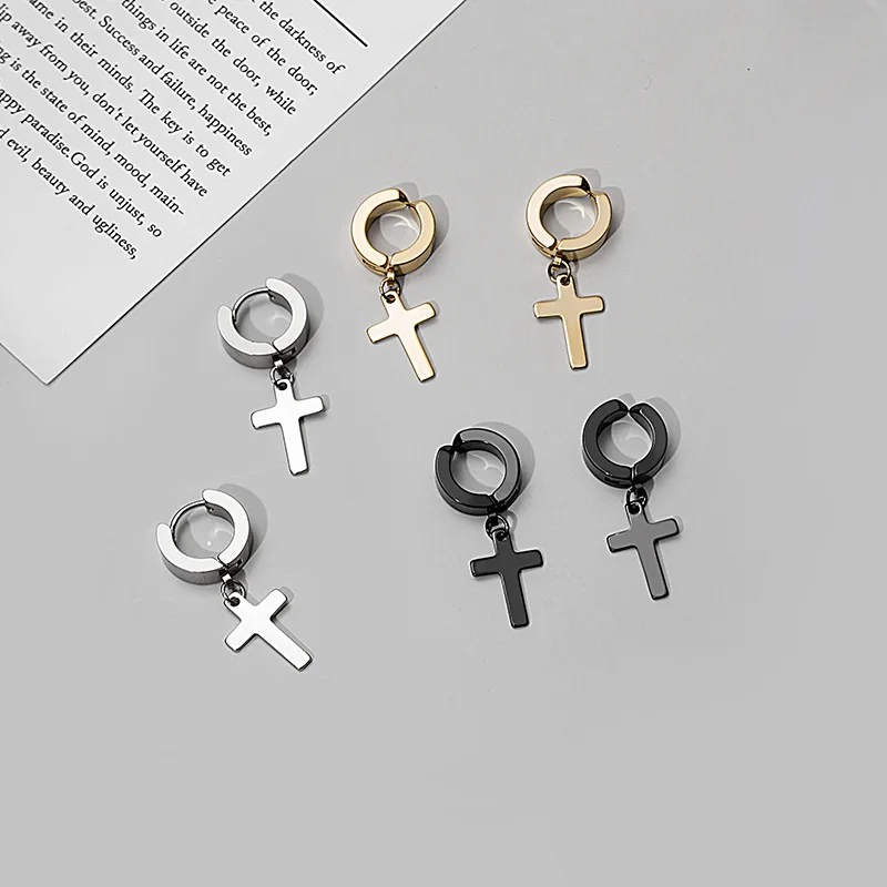 Men Punk Cross Stars Dangle Earrings Women Gothic Stainless Steel Cross Ear Stud Piercing Huggies Pendant Fashion Jewelry
Men Punk Cross Stars Dangle Earrings Women Gothic Stainless Steel Cross Ear Stud Piercing Huggies Pendant Fashion Jewelry