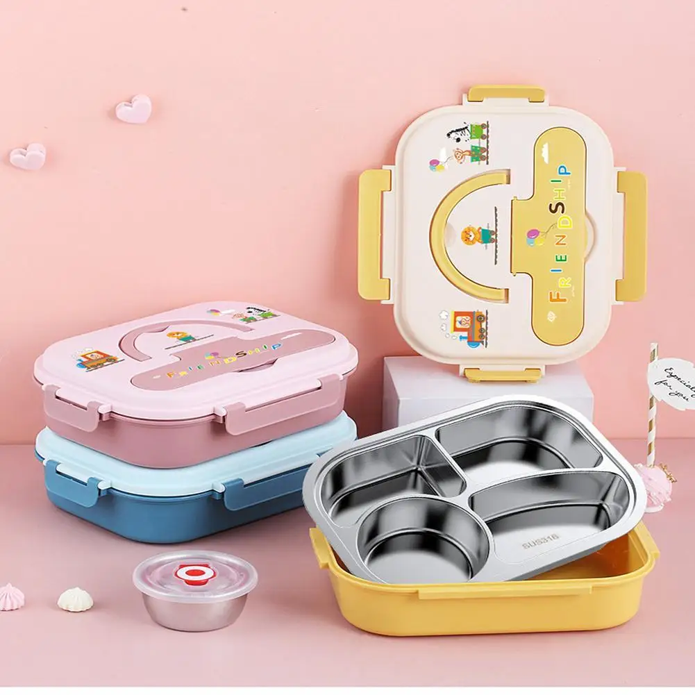 Portable Bento Box Cartoon Leakproof 316 Stainless Steel Lunch Box With 4 Compartments Food Container
Portable Bento Box Cartoon Leakproof 316 Stainless Steel Lunch Box With 4 Compartments Food Container