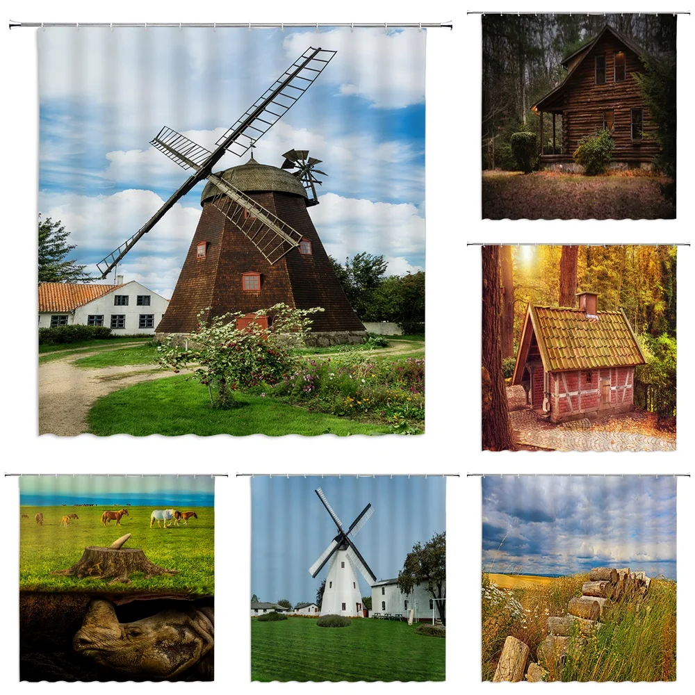 Farm Windmill Shower Curtain Set Waterproof Fabric Nature Landscape Outdoor Bathroom Curtain with Hook Pad Supplies Bath Curtain
Farm Windmill Shower Curtain Set Waterproof Fabric Nature Landscape Outdoor Bathroom Curtain with Hook Pad Supplies Bath Curtain