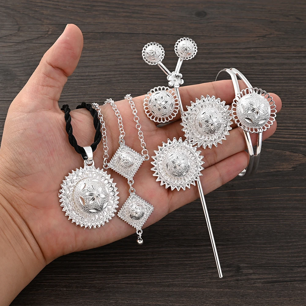 Silver Plated Ethiopian Women Jewelry Necklace Earring Ring Head Chain African Bridal Set Israel Habesha Eritrea Party Gifts
Silver Plated Ethiopian Women Jewelry Necklace Earring Ring Head Chain African Bridal Set Israel Habesha Eritrea Party Gifts