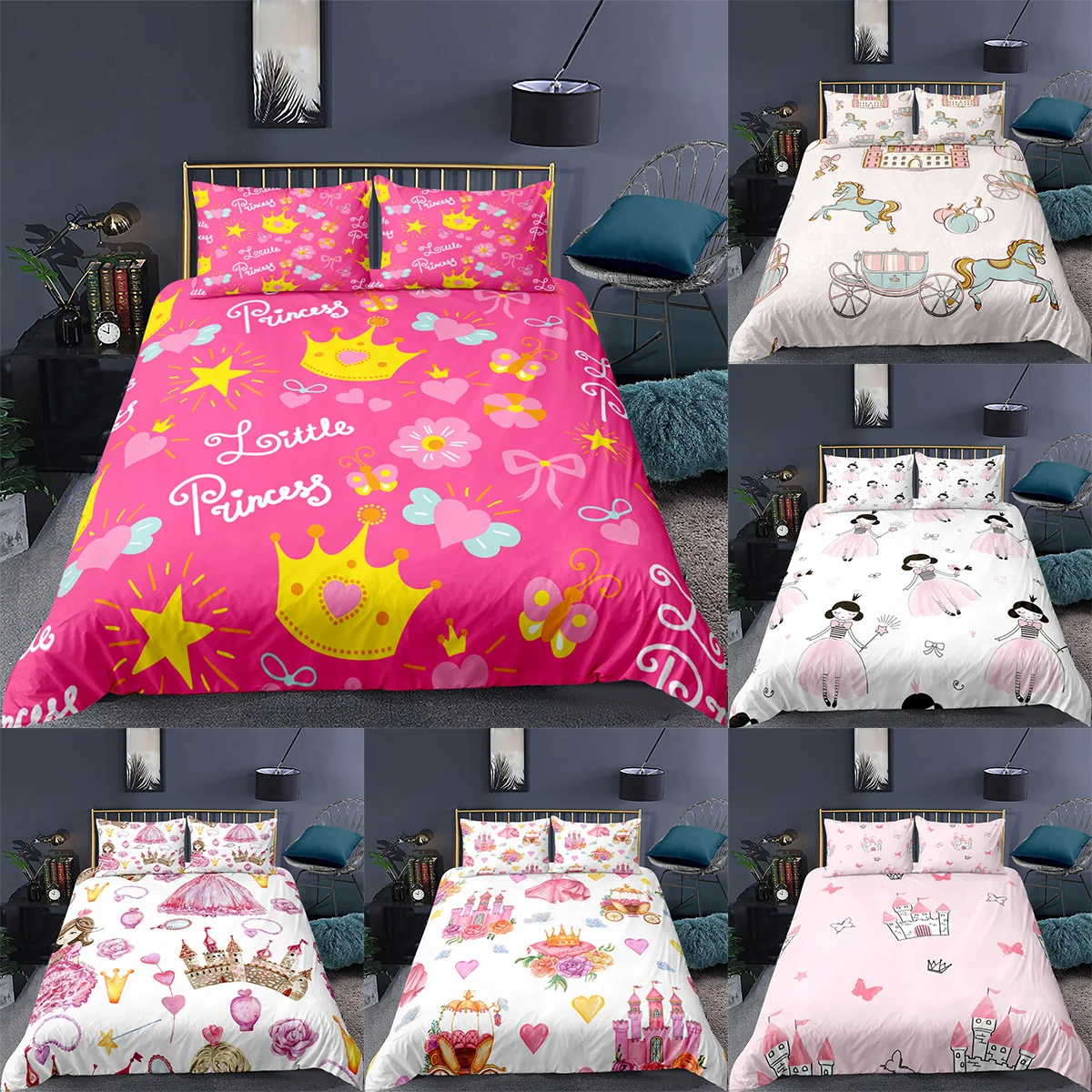 New Style Gold Crown Print 3D Bedding Sets Pink Tone Duvet Cover+ Pillowcase Single Twin Queen King Bed Set 6 Style
New Style Gold Crown Print 3D Bedding Sets Pink Tone Duvet Cover+ Pillowcase Single Twin Queen King Bed Set 6 Style