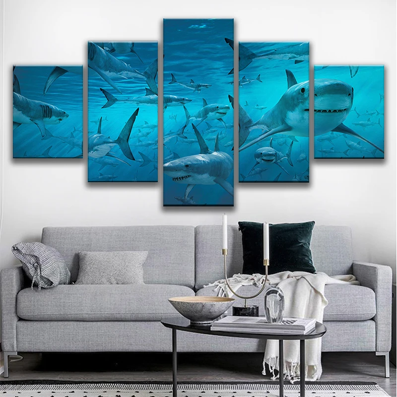 HD Printed Wall Art Popular Canvas Modular 5 Panel Sharks Framework Painting Popular Picture For Living Room Decor Poster
HD Printed Wall Art Popular Canvas Modular 5 Panel Sharks Framework Painting Popular Picture For Living Room Decor Poster