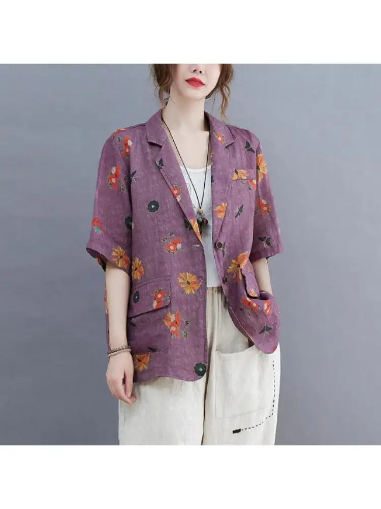 New 2022 Summer Korean Women Cotton Linen Print Blazers Casual Pockets Loose Suit Coat Blazer Women Thin Cardigan Top M97
New 2022 Summer Korean Women Cotton Linen Print Blazers Casual Pockets Loose Suit Coat Blazer Women Thin Cardigan Top M97
