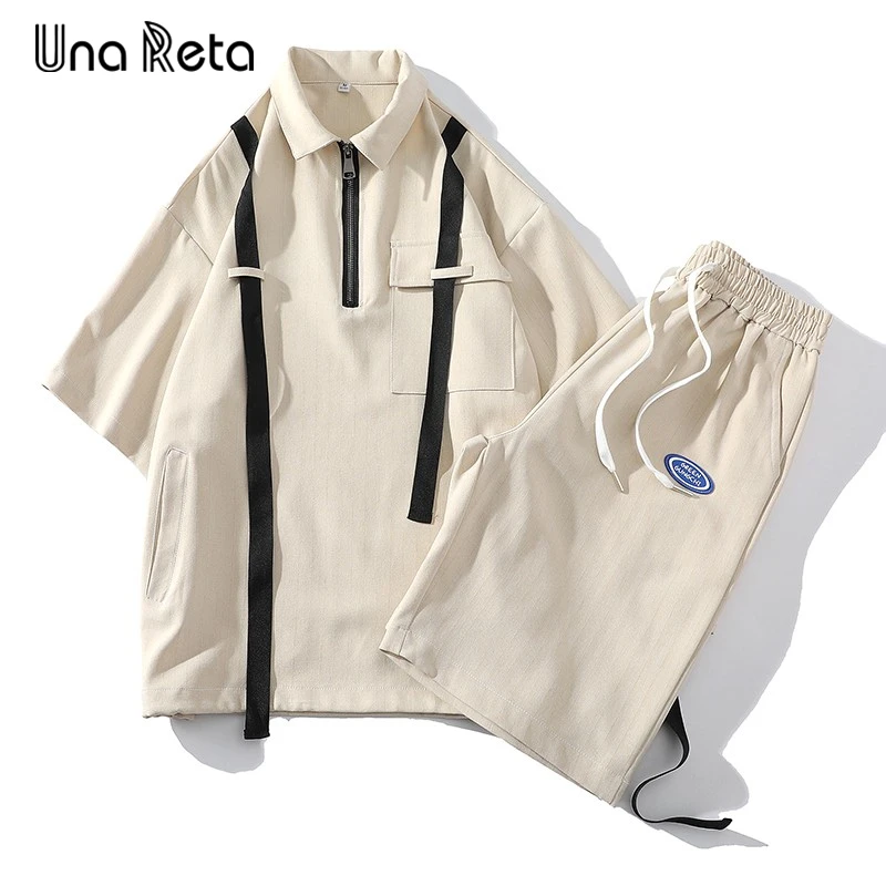 Una Reta/Летний мужской повседневный костюм, новая модная рубашка с короткими рукавами и шорты, дизайнерский комплект из двух предметов в стиле хип-хоп с полумолнией, костюм для пары
Una Reta/Летний мужской повседневный костюм, новая модная рубашка с короткими рукавами и шорты, дизайнерский комплект из двух предметов в стиле хип-хоп с полумолнией, костюм для пары