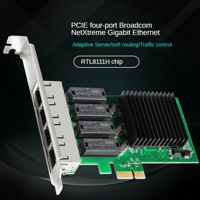 PCI-E 4 Port Gigabit Network Card PCI-E RTL8111H Chip 10/100/1000Mbps RJ45 LAN Adapter Network Controller
PCI-E 4 Port Gigabit Network Card PCI-E RTL8111H Chip 10/100/1000Mbps RJ45 LAN Adapter Network Controller
