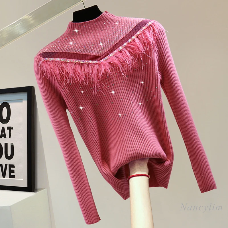 Feather Patchwork Turtleneck Long Sleeves Underwear Sweater Women 2023 Fall Winter Korean Style Beaded Rhinestone Sequin Sweater
Feather Patchwork Turtleneck Long Sleeves Underwear Sweater Women 2023 Fall Winter Korean Style Beaded Rhinestone Sequin Sweater