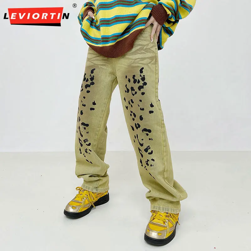 High Street Personalized Print Washed Casual Men's Denim Trousers Retro Harajuku Straight Baggy Casual Khaki Jeans Pants for Man 
High Street Personalized Print Washed Casual Men's Denim Trousers Retro Harajuku Straight Baggy Casual Khaki Jeans Pants for Man