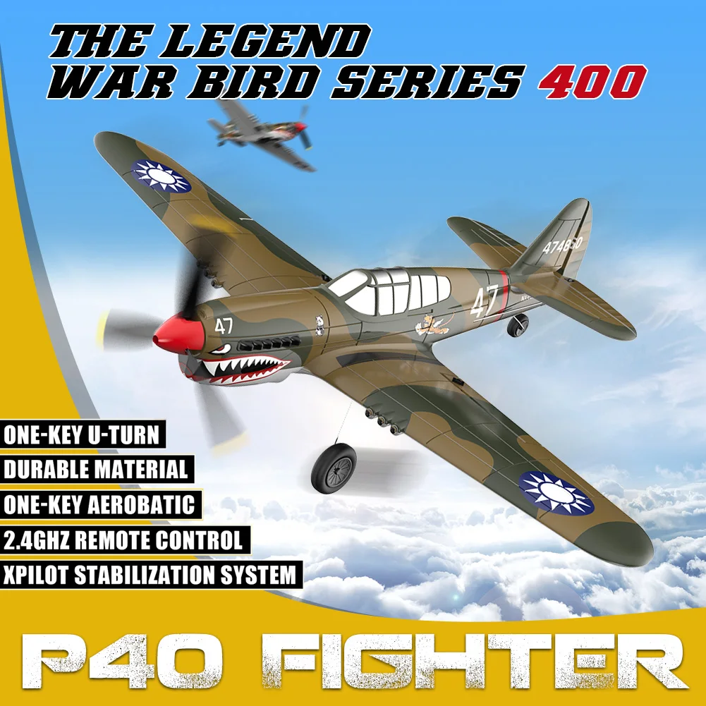 761-13 P-40 RC Aircraft P40 Fighter 400mm Wingspan 4CH 6-Axis Gyro One-Key U-Turn Aerobatic RTF RC Airplane Outdoor Toys
761-13 P-40 RC Aircraft P40 Fighter 400mm Wingspan 4CH 6-Axis Gyro One-Key U-Turn Aerobatic RTF RC Airplane Outdoor Toys