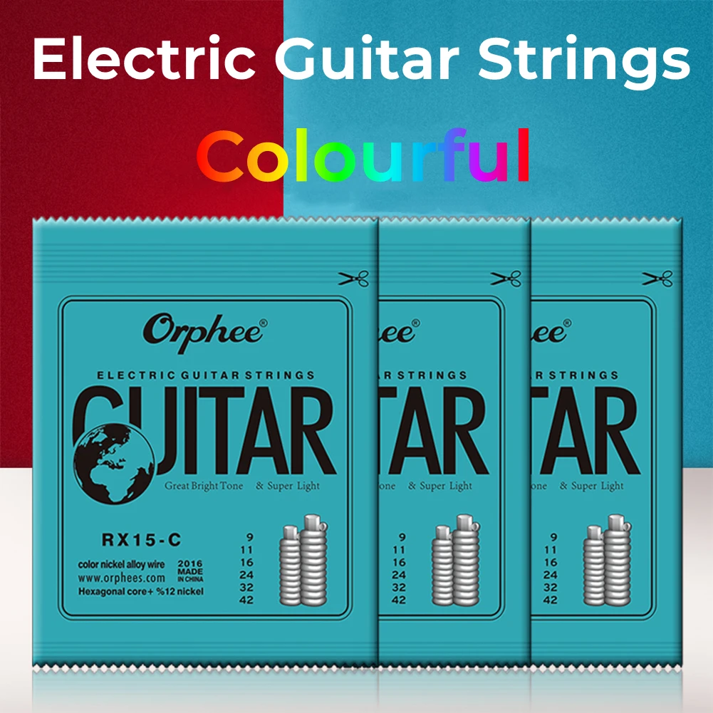Orphee Colourful Electric Guitar Strings Hexagonal Carbon Steel Light 009-042 Full-Size Light Medium 9-42 10-46 11-50 Gauges
Orphee Colourful Electric Guitar Strings Hexagonal Carbon Steel Light 009-042 Full-Size Light Medium 9-42 10-46 11-50 Gauges