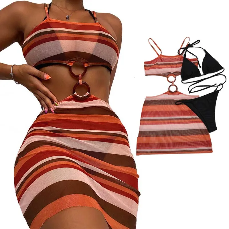 Womens Sexy Three Piece Biniki Striped Swimwear Quick Dry Swimsuit Biniki Skirt Set
Womens Sexy Three Piece Biniki Striped Swimwear Quick Dry Swimsuit Biniki Skirt Set