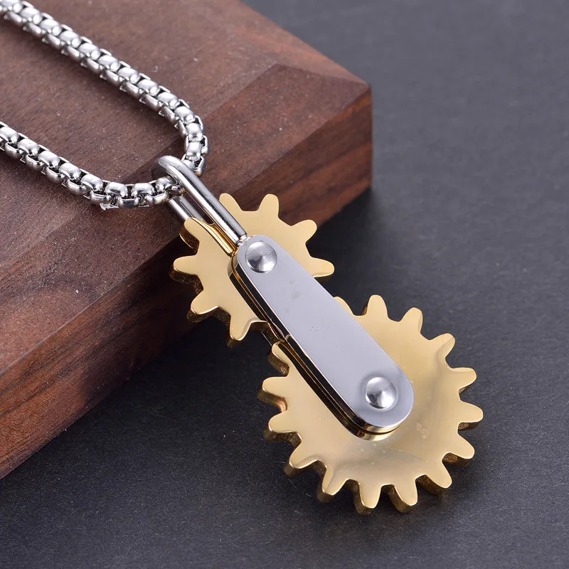 Men Necklaces Stainless Steel Double Gear Design Rotatable Cool Fashion Pendants Jewelry Free Shipping
Men Necklaces Stainless Steel Double Gear Design Rotatable Cool Fashion Pendants Jewelry Free Shipping