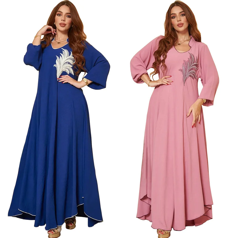 Kaftan Embroidery Dress Moroccan Caftan Portugal Spring Summer Muslin Women Chest Applique Dress Loose Elegant Long Dress
Kaftan Embroidery Dress Moroccan Caftan Portugal Spring Summer Muslin Women Chest Applique Dress Loose Elegant Long Dress