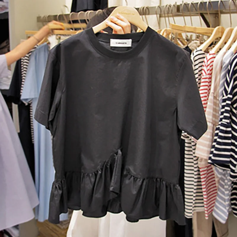 Namou Drane 2022 Summer New Fashionable Round Neck Ruffled Stitching Short-sleeved T-shirt Irregular Loose Top Graphic T Shirts
Namou Drane 2022 Summer New Fashionable Round Neck Ruffled Stitching Short-sleeved T-shirt Irregular Loose Top Graphic T Shirts