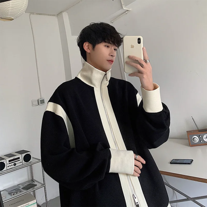 Мужской Повседневный Кардиган в стиле ретро, универсальный яркий кардиган на молнии с лацканами, осень 
Мужской Повседневный Кардиган в стиле ретро, универсальный яркий кардиган на молнии с лацканами, осень