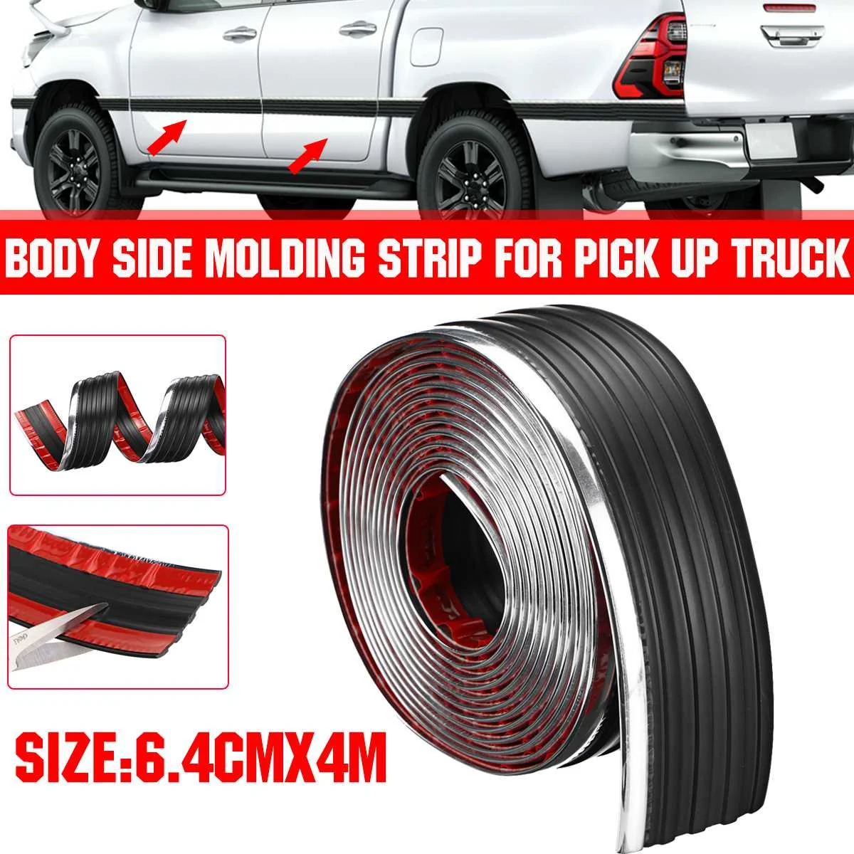 

4M Car Body Side Molding Strip Belt Exterior Protector Roll Window Mirror Bumper Anti Collision DIY Decor Strip For Pickup Truck
