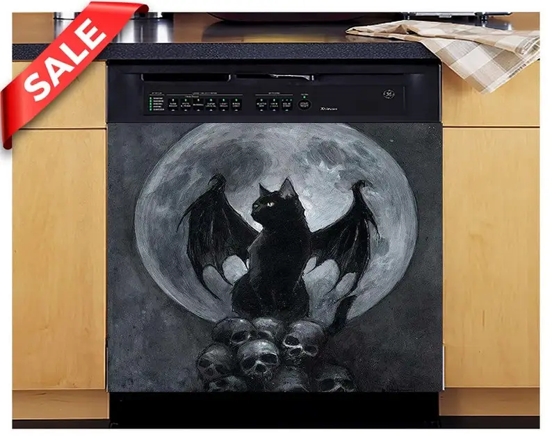 

Magnetic Dishwasher, Kitchen Decor, Gift For Wife, Dishwasher Magnet, Black Cat, Dishwasher Cover Magnet, Sticker Cover, Dishwas