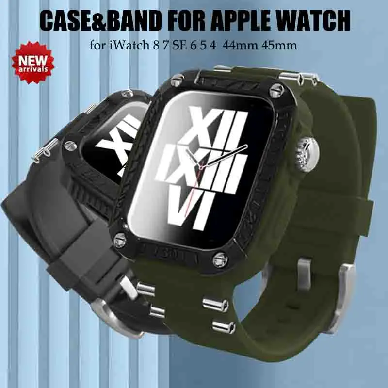 Case&Band Strap for Apple Watch 8 7 45mm Silicone Modification Kit for iWatch Serie SE 6 5 4 44mm Replacement Bracelet Watchband
Case&Band Strap for Apple Watch 8 7 45mm Silicone Modification Kit for iWatch Serie SE 6 5 4 44mm Replacement Bracelet Watchband