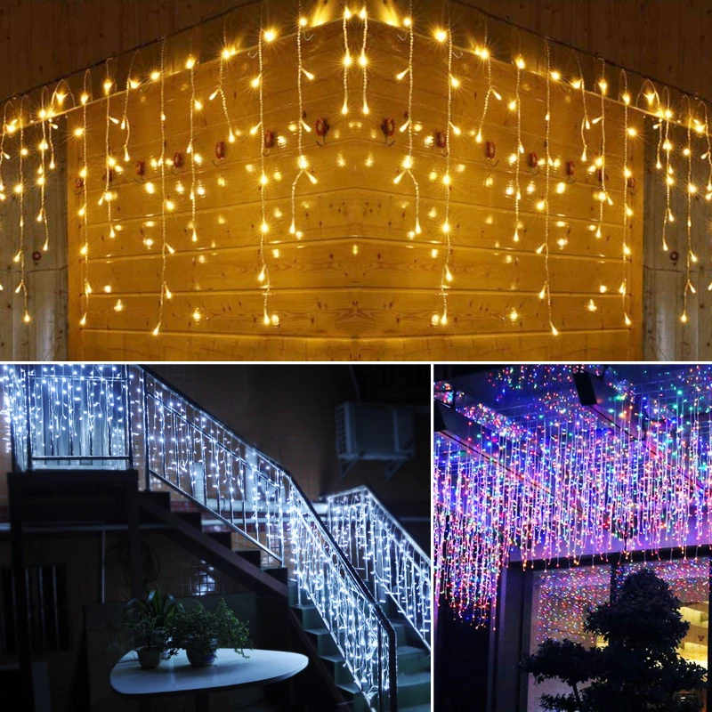 LED Icicle Curtain String Light Droop 0.6-0.8m EU 220V Decorations for Home Winter Eave Street Decor Christmas Outdoor Garland
LED Icicle Curtain String Light Droop 0.6-0.8m EU 220V Decorations for Home Winter Eave Street Decor Christmas Outdoor Garland