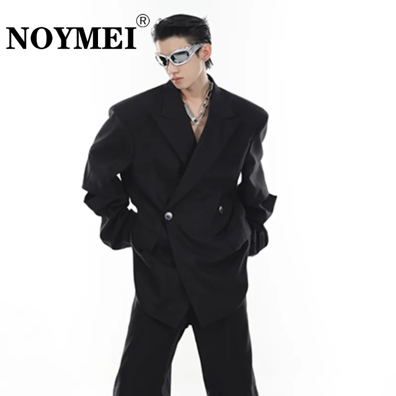 

NOYMEI Tide Casual High Street Men Blazers 2023 Shoulder Pad Niche Design Suit Fashion Short Sleeve Cuff Detachable Coat WA2193