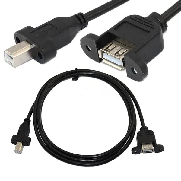 1.5m USB 2.0 A female socket panel mount to USB B male socket panel mount plug extension cable
1.5m USB 2.0 A female socket panel mount to USB B male socket panel mount plug extension cable