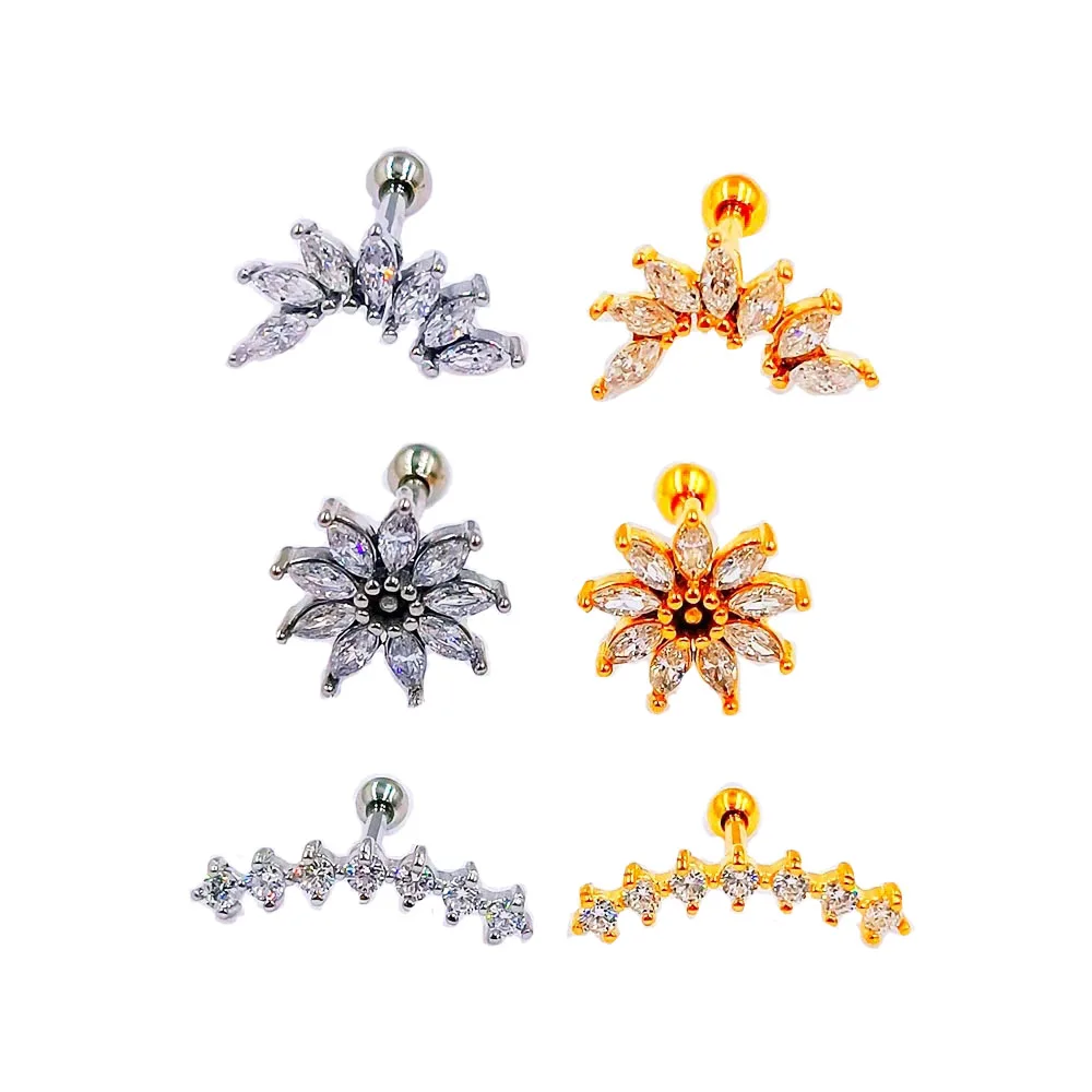 16G 316L Surgical Steel Flower CZ Zircon Cartilaged Daith Earrings Helix Piercing Conch Stud
16G 316L Surgical Steel Flower CZ Zircon Cartilaged Daith Earrings Helix Piercing Conch Stud