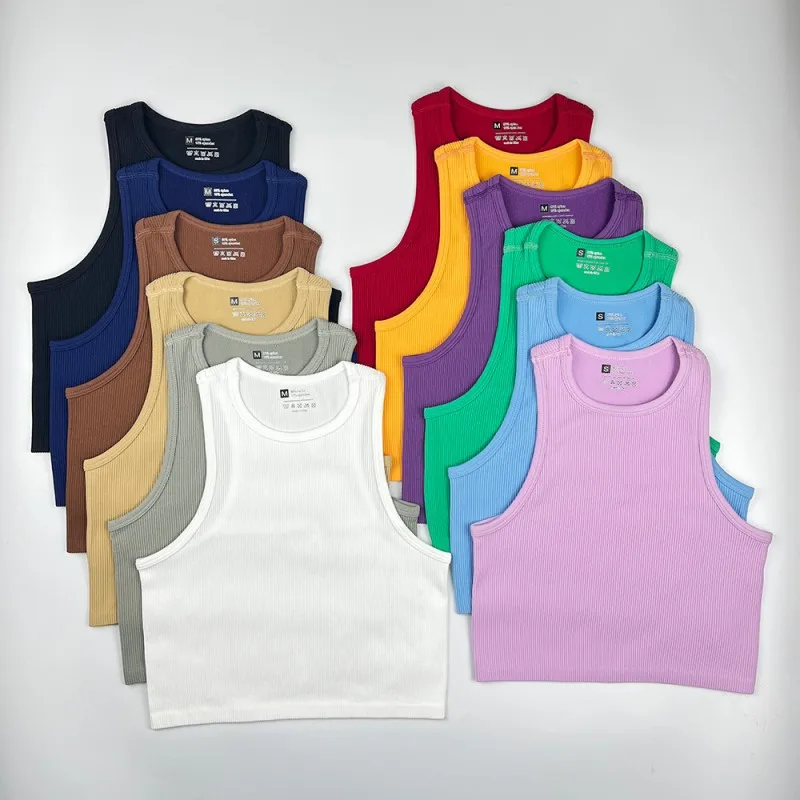 Yoga Tank Top Seamless Knitted Full Wrap Rib Small Tank Top Yoga Dress Running Fitness Sports Vertical Stripe Quick Drying Tank 
Yoga Tank Top Seamless Knitted Full Wrap Rib Small Tank Top Yoga Dress Running Fitness Sports Vertical Stripe Quick Drying Tank
