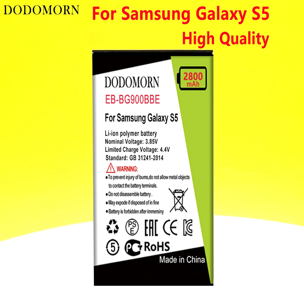 DODOMORN EB-BG900BBE EB-BG900BBU Battery For Samsung Galaxy S5 G900 G900F/S/ I G900H 9008V 9006V 9008W+Tracking Number
DODOMORN EB-BG900BBE EB-BG900BBU Battery For Samsung Galaxy S5 G900 G900F/S/ I G900H 9008V 9006V 9008W+Tracking Number