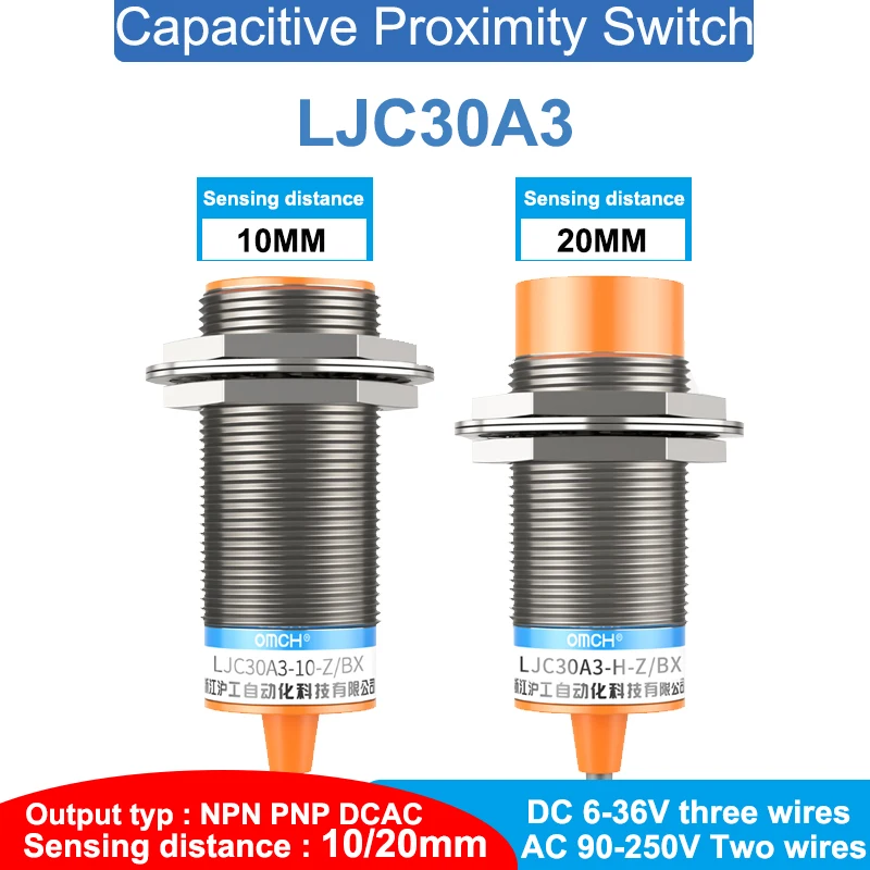 LJC30A3 DC 6-36V M12 Three-wire NPN PNP NO NC 10/20mm Sensing Distance Capacitive Proximity Switch Sensor
LJC30A3 DC 6-36V M12 Three-wire NPN PNP NO NC 10/20mm Sensing Distance Capacitive Proximity Switch Sensor