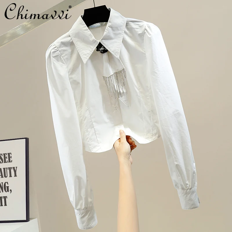 Exquisite Rhinestone Tassel Sweet Flowers Bow Tie Shirt 2022 Spring Fashion Irregular Design Single-Breasted Short Blouse
Exquisite Rhinestone Tassel Sweet Flowers Bow Tie Shirt 2022 Spring Fashion Irregular Design Single-Breasted Short Blouse