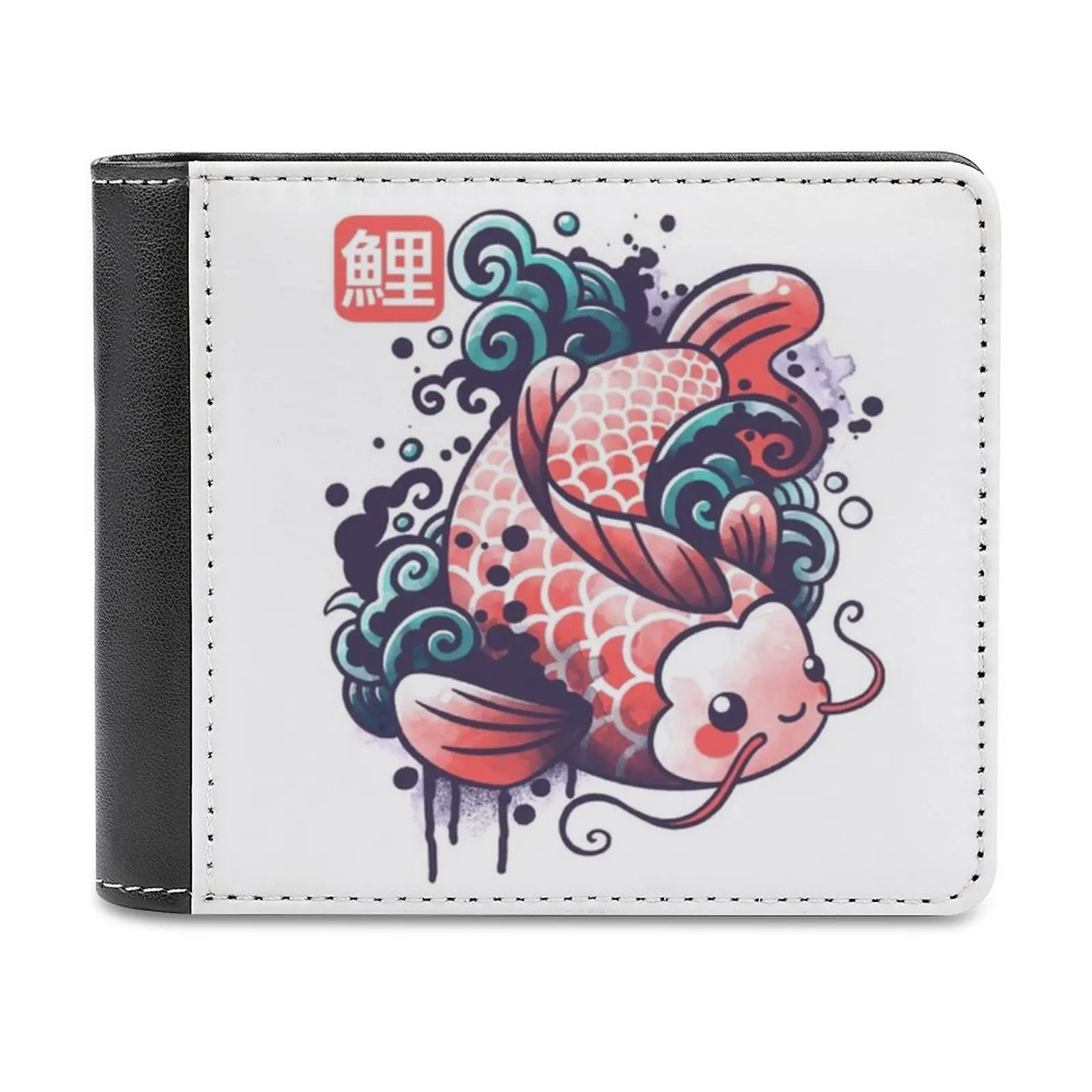 

Koi Carp Fish Watercolor Men Wallet Pu Leather Short Male Purses Credit Card Wallet For Men Money Bag Koi Fish Carp Ink Tattoo