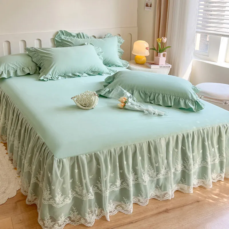 AI WINSURE 3 Layers Romantic Lace Ruffled Bed Skirt Washed Cotton Bedspread Double Queen King Size Non-slip Sheet for Girls 
AI WINSURE 3 Layers Romantic Lace Ruffled Bed Skirt Washed Cotton Bedspread Double Queen King Size Non-slip Sheet for Girls