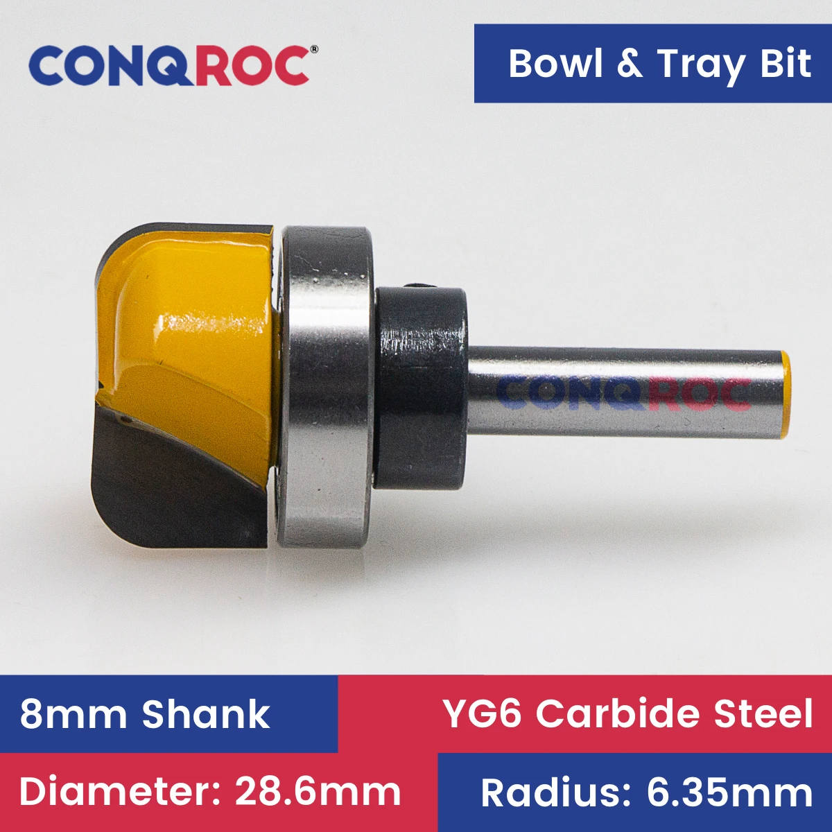 Bowl and Tray Router Bit with Top Bearing 8mm Shank Diameter-28.6mm Radius-6.35mm Tungsten Carbide Woodworking Milling Cutter
Bowl and Tray Router Bit with Top Bearing 8mm Shank Diameter-28.6mm Radius-6.35mm Tungsten Carbide Woodworking Milling Cutter