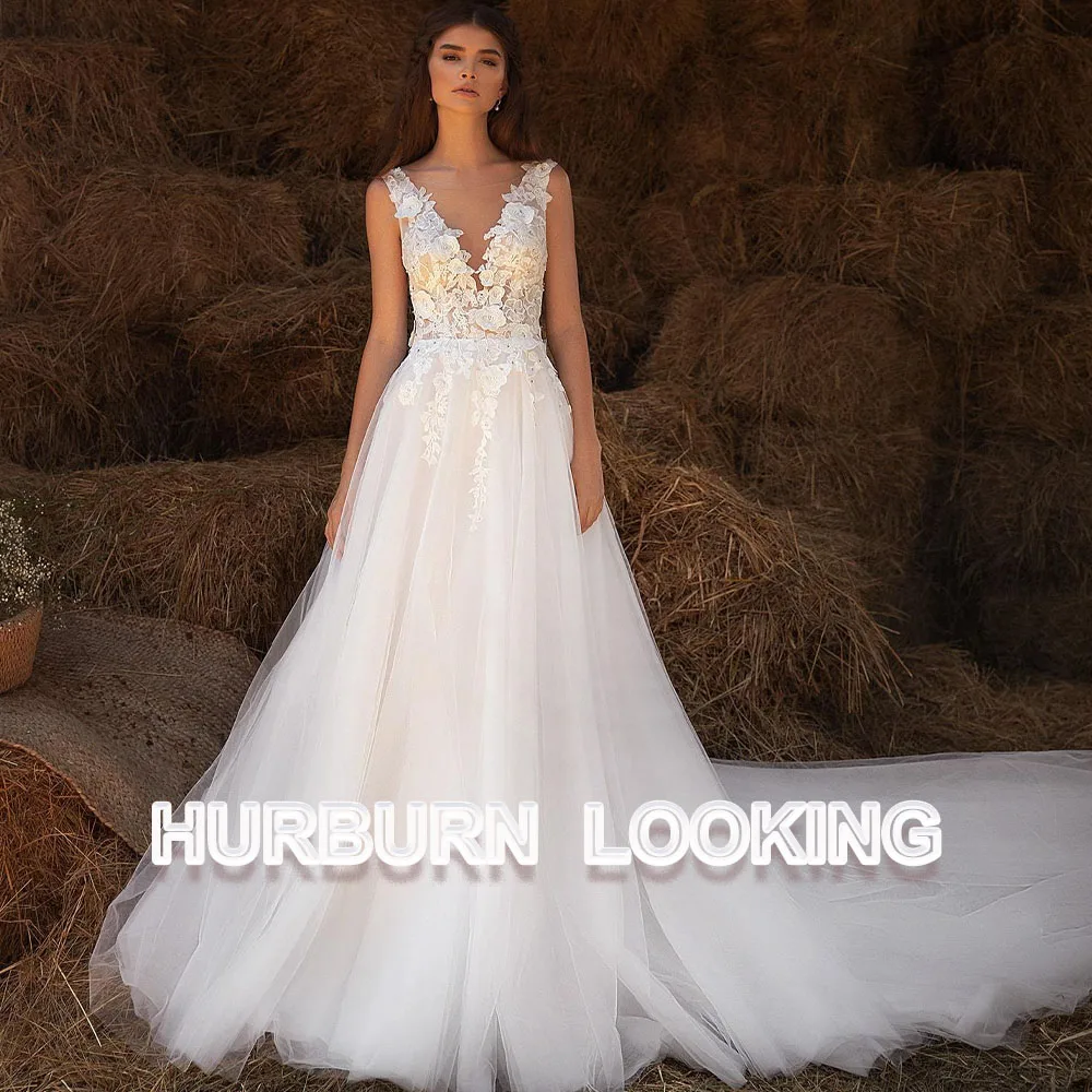 HERBURN Modern Wedding Dresses For Women Sexy Deep V-Neck Sleeveless Court Train Flower Dropping Shipping Vestido De Casamento
HERBURN Modern Wedding Dresses For Women Sexy Deep V-Neck Sleeveless Court Train Flower Dropping Shipping Vestido De Casamento