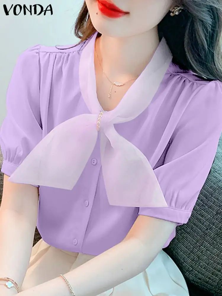 Summer Tops Blouses Elegant Shirts VONDA 2023 Women Fashion Mesh Patchwork Buttons Tunic V-Neck Short Sleeve Casual Solid Blusas
Summer Tops Blouses Elegant Shirts VONDA 2023 Women Fashion Mesh Patchwork Buttons Tunic V-Neck Short Sleeve Casual Solid Blusas