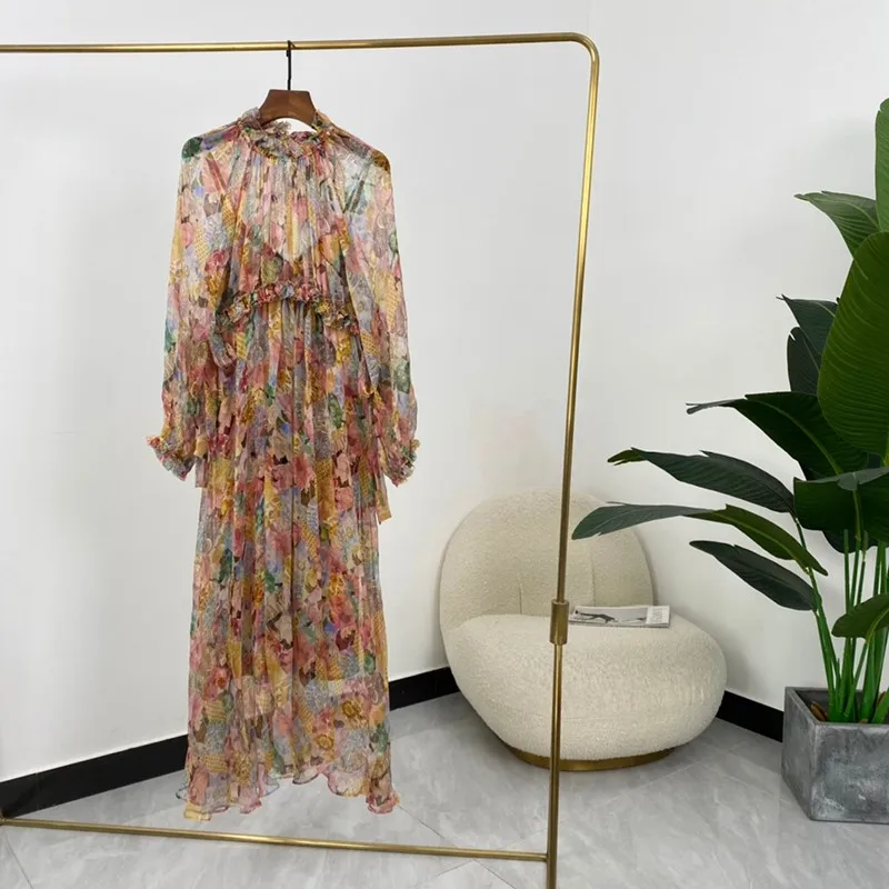 2022 Spring Vintage Style Women Fashion Flower Print Dress Multi Long Sleeve Crinkle Real Silk Dresses
2022 Spring Vintage Style Women Fashion Flower Print Dress Multi Long Sleeve Crinkle Real Silk Dresses