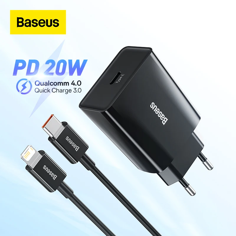 

Baseus 20W Quick Charge QC 3.0 PD USB Type C Fast Charging Charger for iPhone 14 13 12 X Xs 8 Xiaomi Samsung Phone PD Charger
