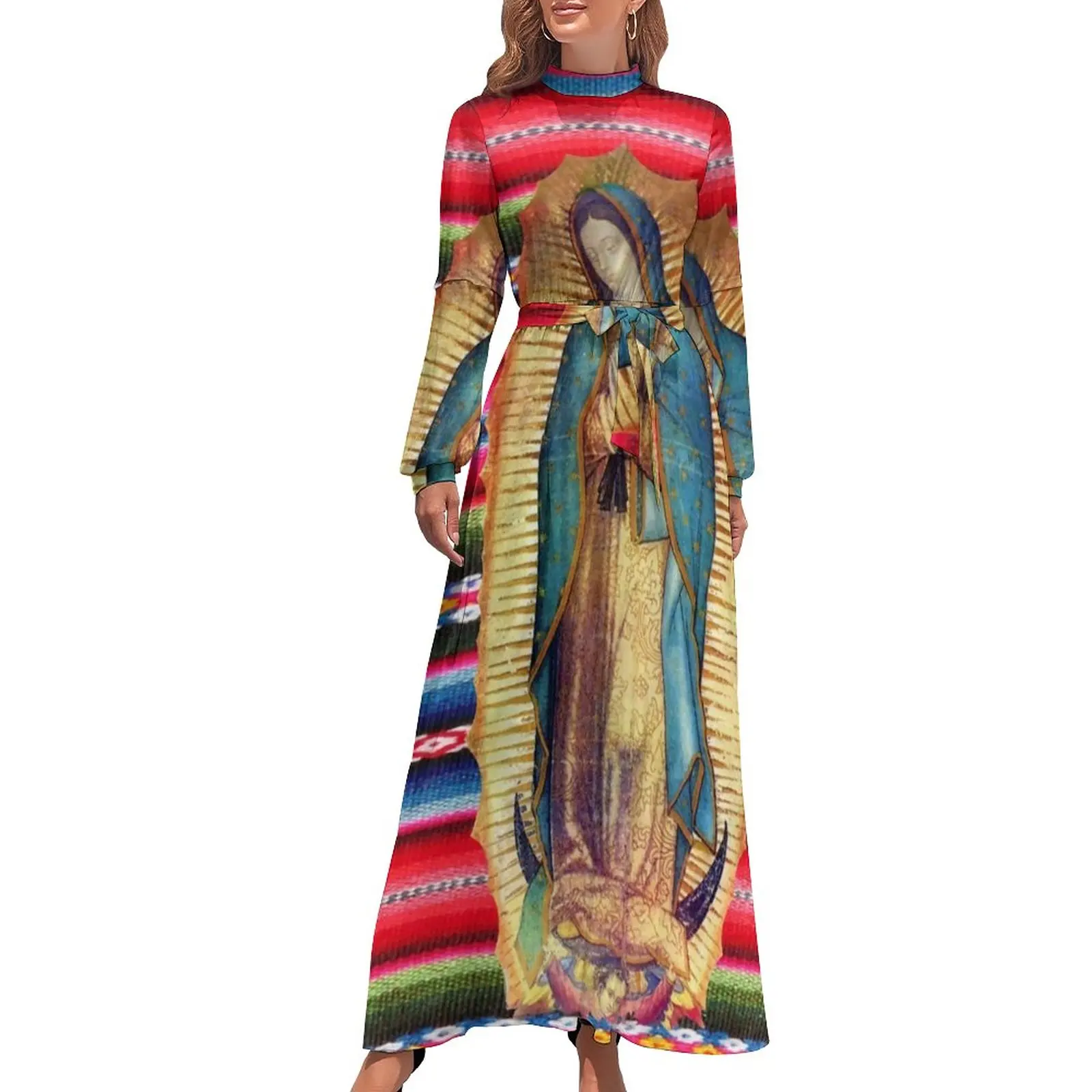 Virgin Mary Print Dress High Waist Our Lady of Guadalupe Design Bohemia Dresses Long Sleeve Aesthetic Long Maxi Dress Clothes
Virgin Mary Print Dress High Waist Our Lady of Guadalupe Design Bohemia Dresses Long Sleeve Aesthetic Long Maxi Dress Clothes