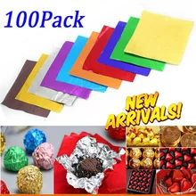 DIY 식품 알루미늄 호일 포장 종이 시트 포장, 초콜릿 캔디 웨딩 파티 생일 선물 장식, 100 개, 8x8cm