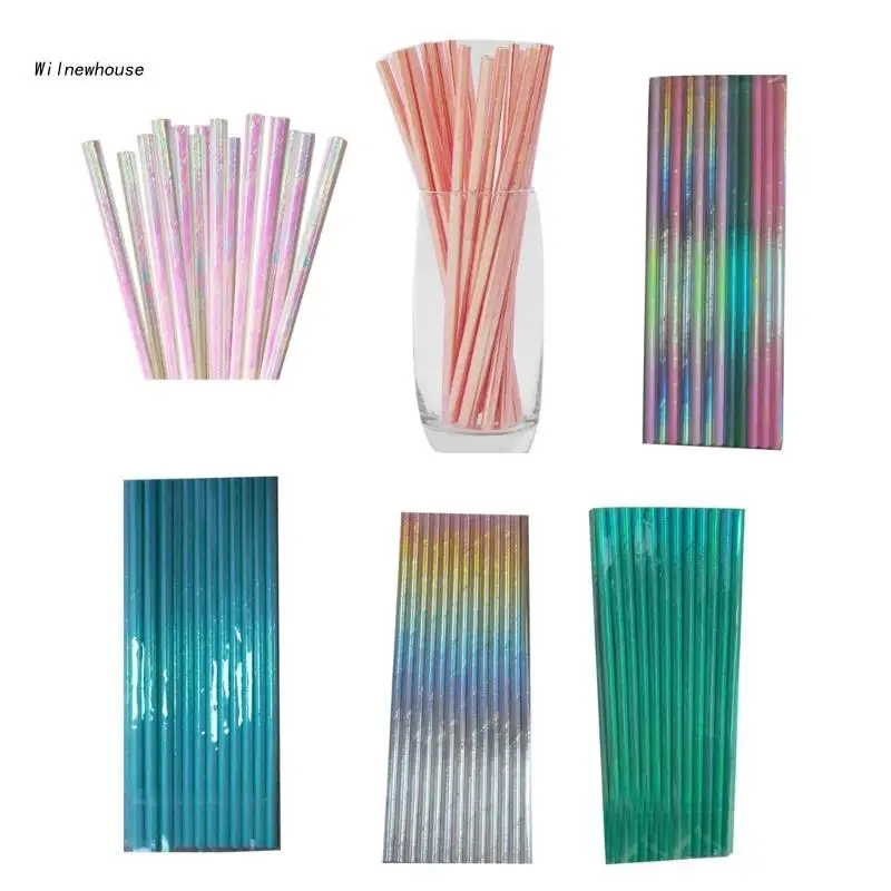 F63A 25Pcs Pearlescent- Film Rainbow Suction Tubes Drinking Paper Straw for Hawaiian-
F63A 25Pcs Pearlescent- Film Rainbow Suction Tubes Drinking Paper Straw for Hawaiian-