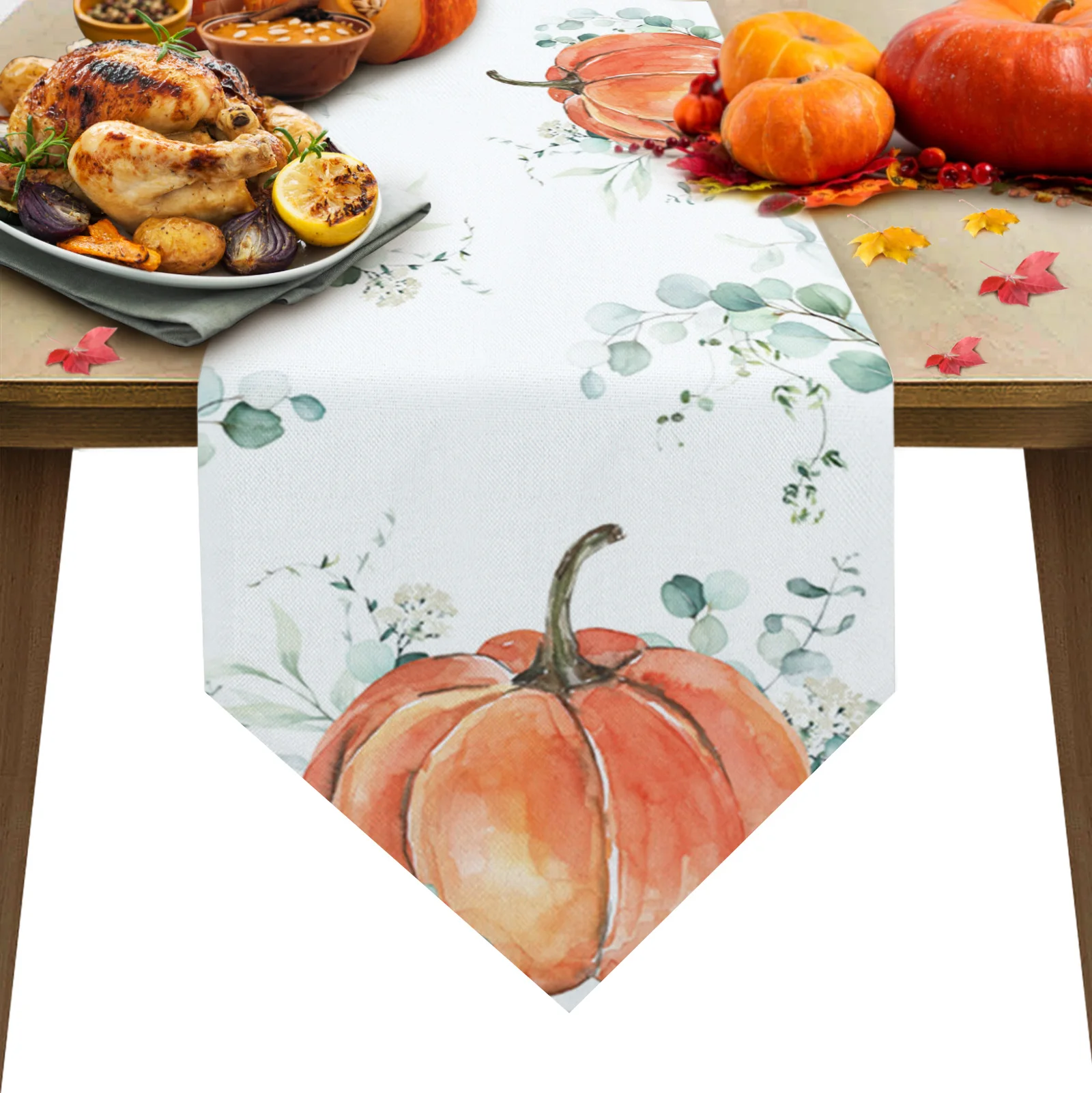 Thanksgiving Autumn Eucalyptus Pumpkin Table Runner Wedding Decor Tablecloth Holiday Party Home Dining Table Decoration
Thanksgiving Autumn Eucalyptus Pumpkin Table Runner Wedding Decor Tablecloth Holiday Party Home Dining Table Decoration
