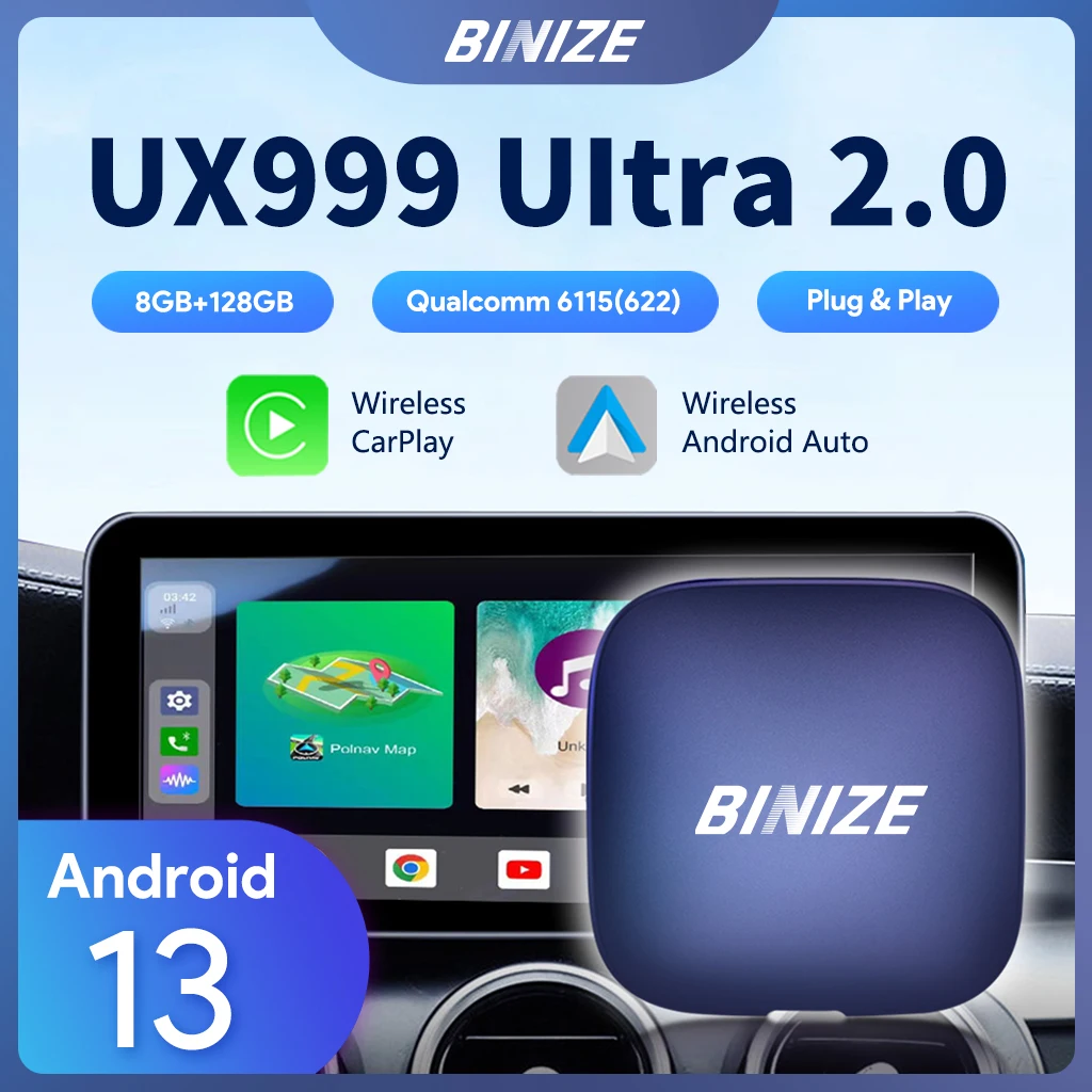 Binize Carplay Ai Box Android 13 беспроводной Android Авто Youtube Netflix UX999Ultra QCM662 8 ГБ + 128 ГБ для Kia VW Toyota Volvo
Binize Carplay Ai Box Android 13 беспроводной Android Авто Youtube Netflix UX999Ultra QCM662 8 ГБ + 128 ГБ для Kia VW Toyota Volvo