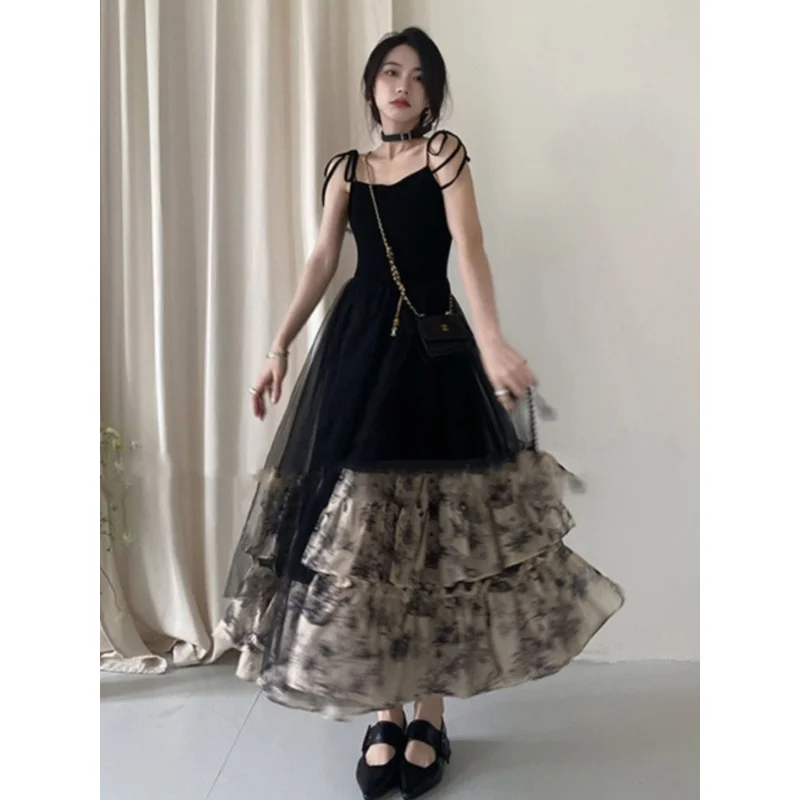 Gothic Punk Black Lace Long Dresses Dark Retro Black Sexy Suspender Dress Female Waist Long Skirt Tide Y2k Korean Fashion
Gothic Punk Black Lace Long Dresses Dark Retro Black Sexy Suspender Dress Female Waist Long Skirt Tide Y2k Korean Fashion